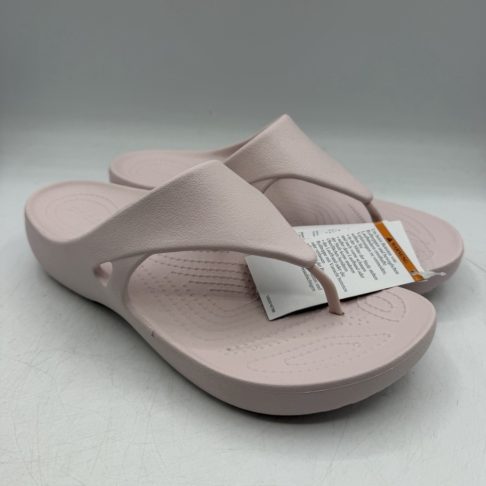 Crocs Kadee Wedge Flip Flops Womens Sz 7 Barely Pale Pink Thong Sandals NWT
